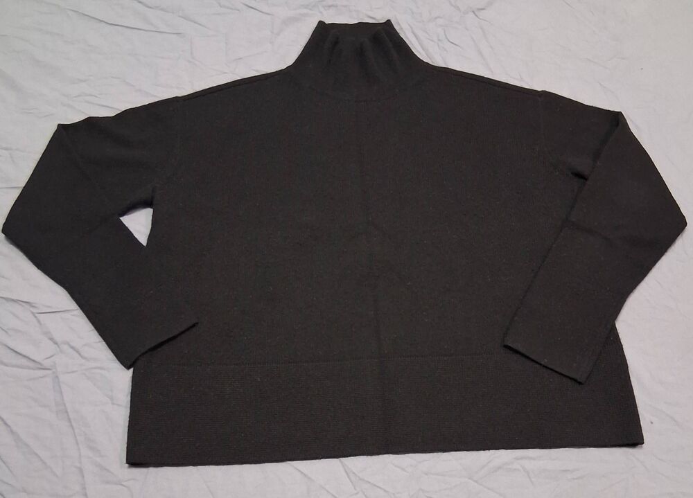 Everlane womens small mockneck sweater black 100% cashmere boxy